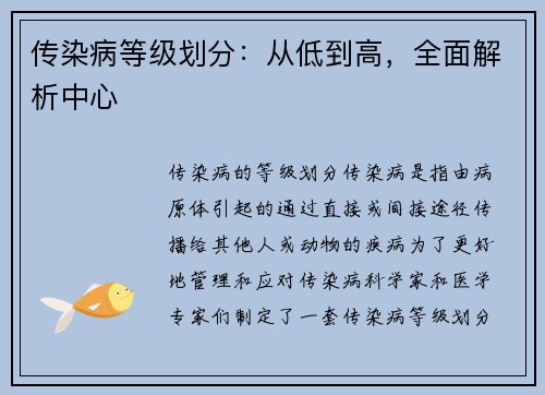 传染病等级划分：从低到高，全面解析中心